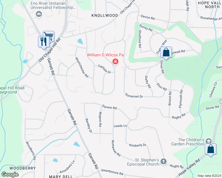map of restaurants, bars, coffee shops, grocery stores, and more near 3930 Saint Marks Road in Durham