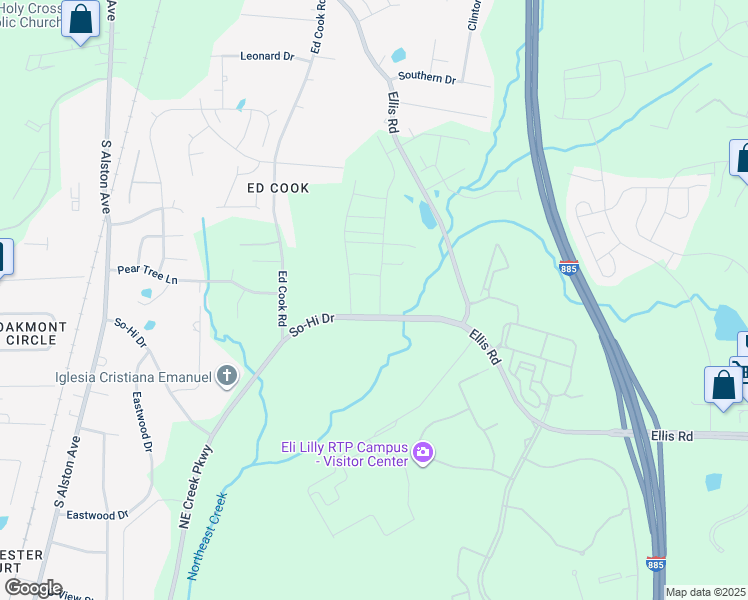 map of restaurants, bars, coffee shops, grocery stores, and more near 111 Torpoint Road in Durham