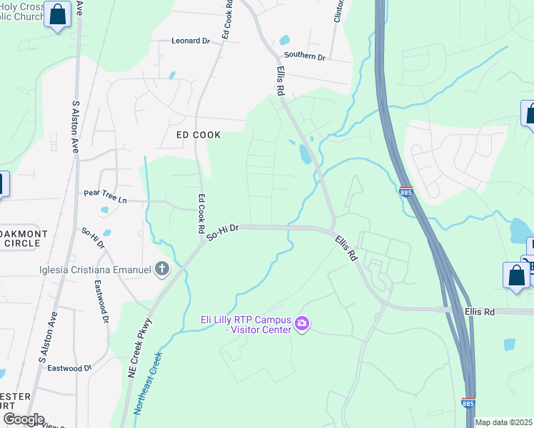 map of restaurants, bars, coffee shops, grocery stores, and more near 111 Torpoint Road in Durham