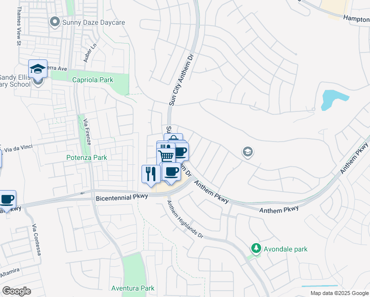 map of restaurants, bars, coffee shops, grocery stores, and more near 2934 Maffie Street in Henderson