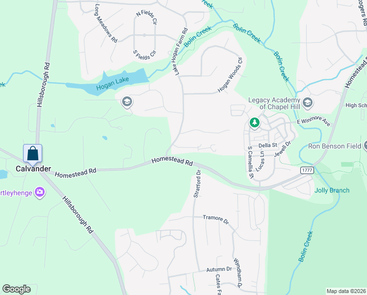 map of restaurants, bars, coffee shops, grocery stores, and more near 116 Burgundy Lane in Chapel Hill