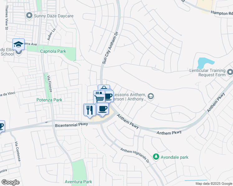 map of restaurants, bars, coffee shops, grocery stores, and more near 2323 Desert Fox Drive in Henderson