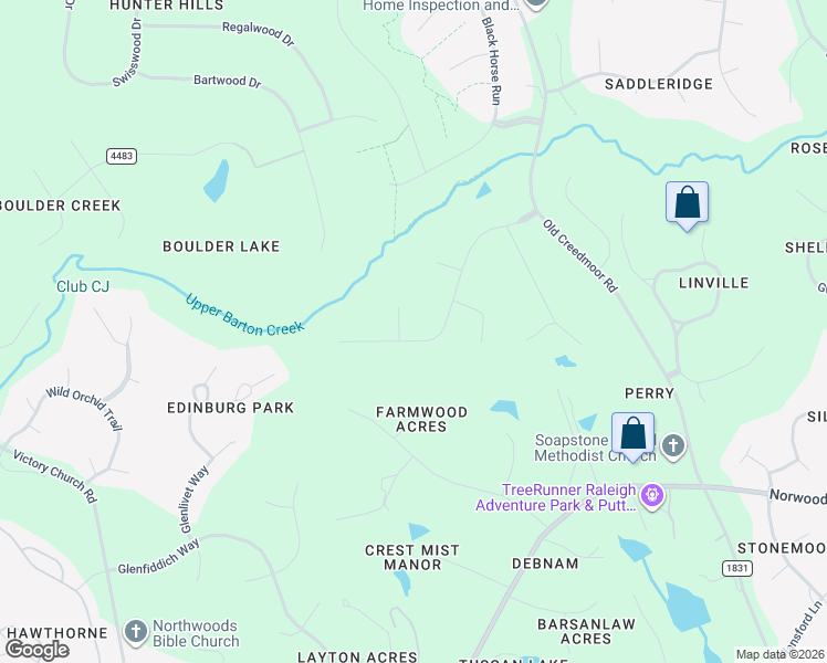 map of restaurants, bars, coffee shops, grocery stores, and more near 11300 Saddleview Court in Raleigh