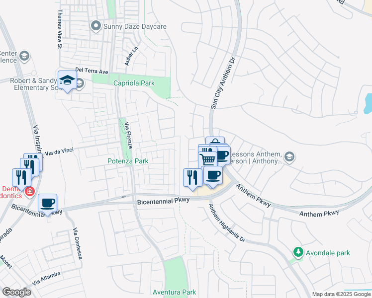 map of restaurants, bars, coffee shops, grocery stores, and more near 2271 Potter Lake Avenue in Henderson
