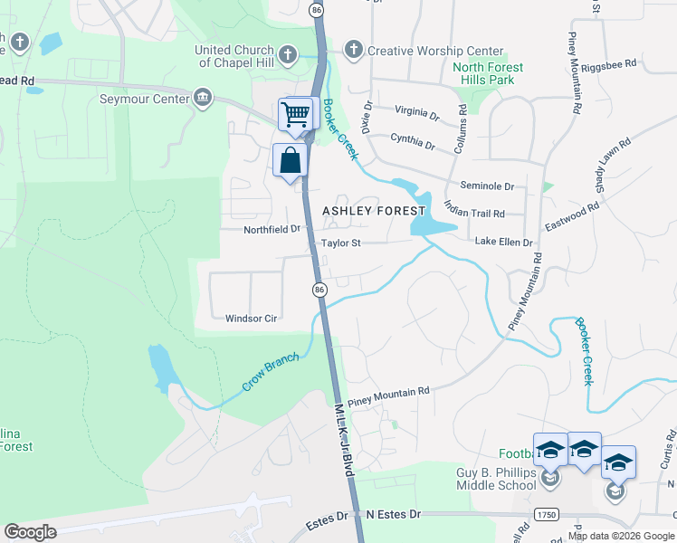 map of restaurants, bars, coffee shops, grocery stores, and more near in Chapel Hill