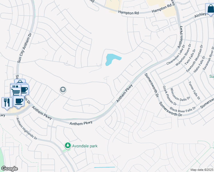 map of restaurants, bars, coffee shops, grocery stores, and more near 2487 Hardin Ridge Drive in Henderson