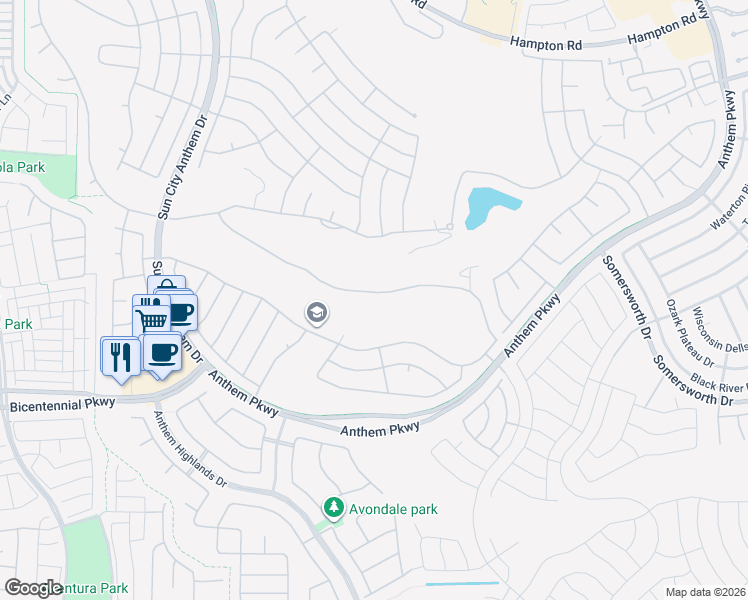 map of restaurants, bars, coffee shops, grocery stores, and more near 2429 Hardin Ridge Drive in Henderson