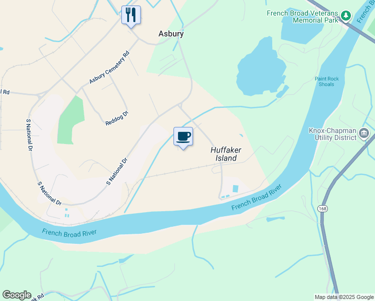map of restaurants, bars, coffee shops, grocery stores, and more near 3109 Water Plant Road in Knoxville