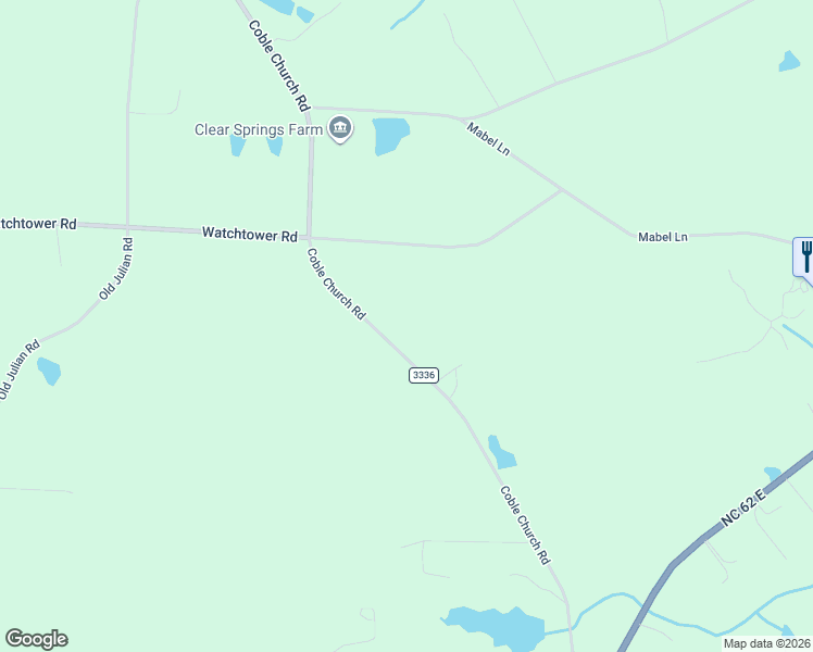 map of restaurants, bars, coffee shops, grocery stores, and more near 5731 Coble Church Road in Julian