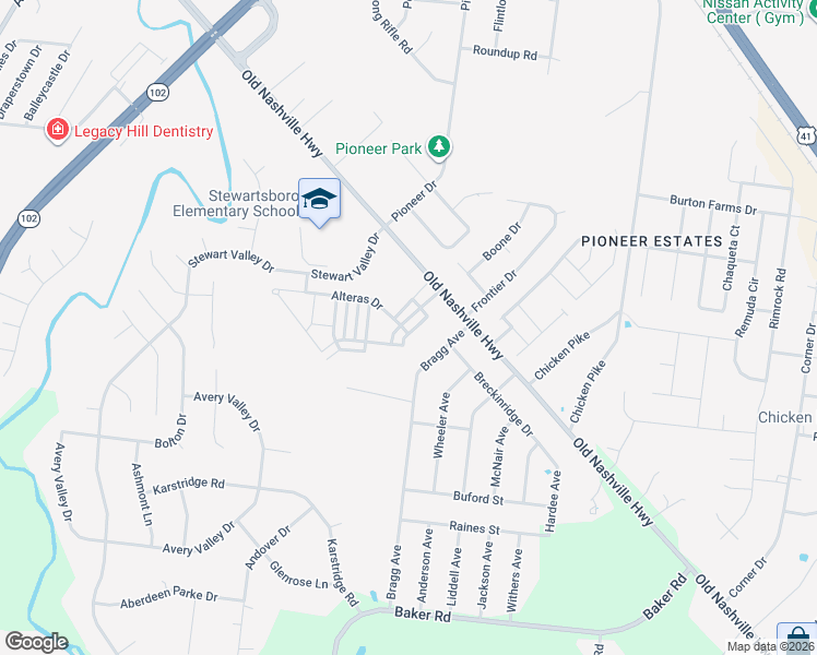 map of restaurants, bars, coffee shops, grocery stores, and more near 2021 Avery Park Drive in Smyrna