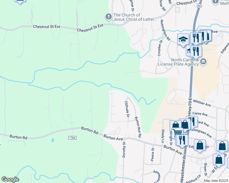 map of restaurants, bars, coffee shops, grocery stores, and more near 1256 Brownsfield Court in High Point
