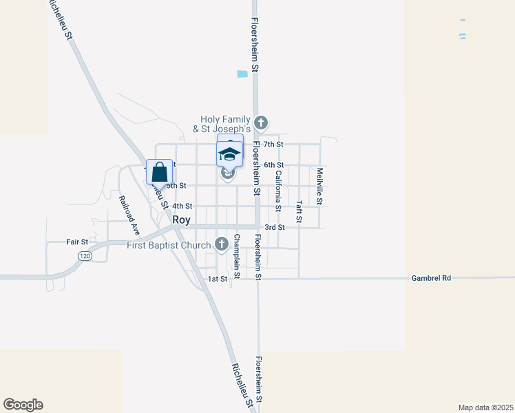 map of restaurants, bars, coffee shops, grocery stores, and more near Floersheim Street in Roy