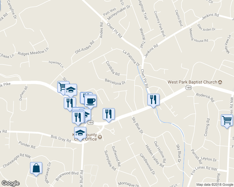 map of restaurants, bars, coffee shops, grocery stores, and more near 9138 Kettering Way, in Knoxville