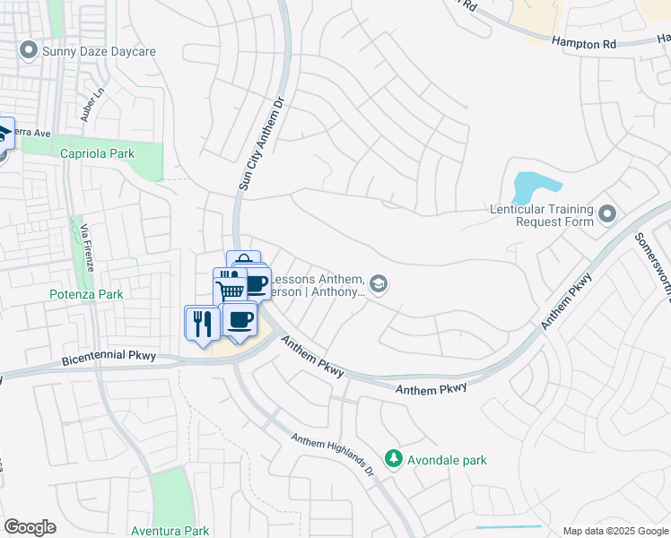 map of restaurants, bars, coffee shops, grocery stores, and more near 2920 Foxtail Creek Avenue in Henderson