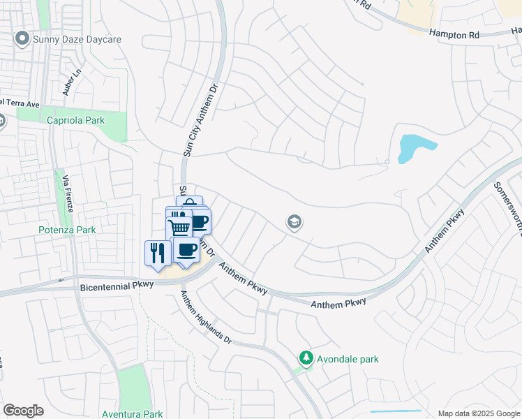 map of restaurants, bars, coffee shops, grocery stores, and more near 2920 Foxtail Creek Avenue in Henderson