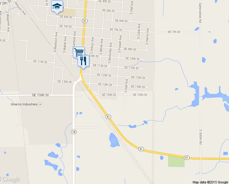 map of restaurants, bars, coffee shops, grocery stores, and more near 1205 Southeast 15th Street in Wagoner