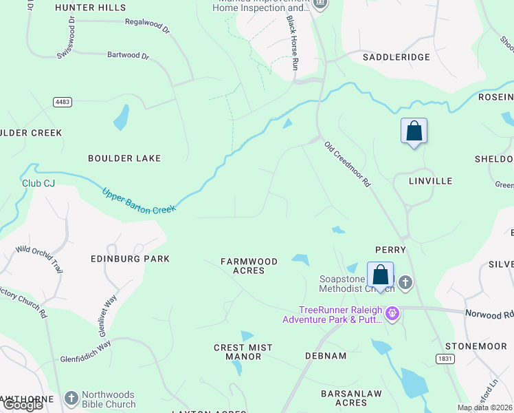 map of restaurants, bars, coffee shops, grocery stores, and more near 11300 Saddleview Court in Raleigh