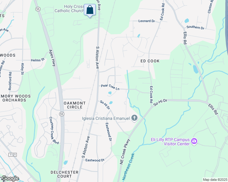 map of restaurants, bars, coffee shops, grocery stores, and more near 8 White Spruce Court in Durham