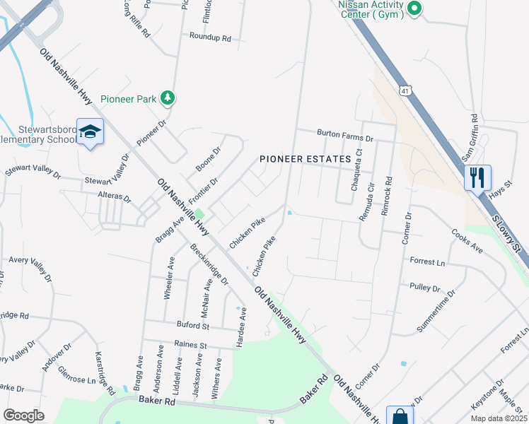 map of restaurants, bars, coffee shops, grocery stores, and more near 304 Chicken Pike in Smyrna