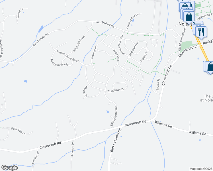 map of restaurants, bars, coffee shops, grocery stores, and more near 5162 Falling Water Road in Nolensville