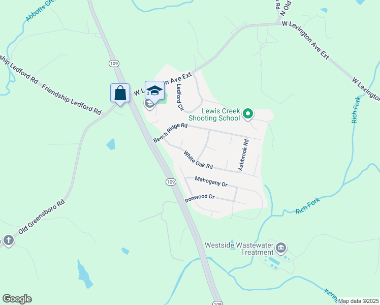 map of restaurants, bars, coffee shops, grocery stores, and more near 233 White Oak Road in Thomasville