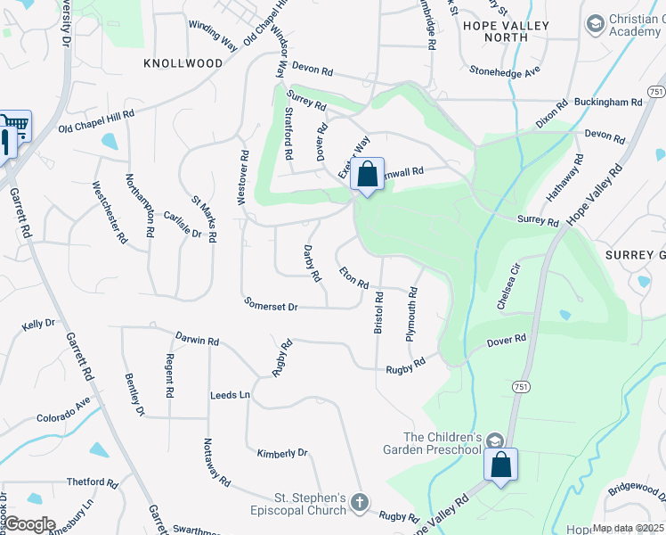 map of restaurants, bars, coffee shops, grocery stores, and more near 3714 Eton Road in Durham