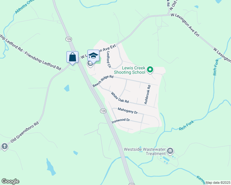 map of restaurants, bars, coffee shops, grocery stores, and more near 233 White Oak Road in Thomasville