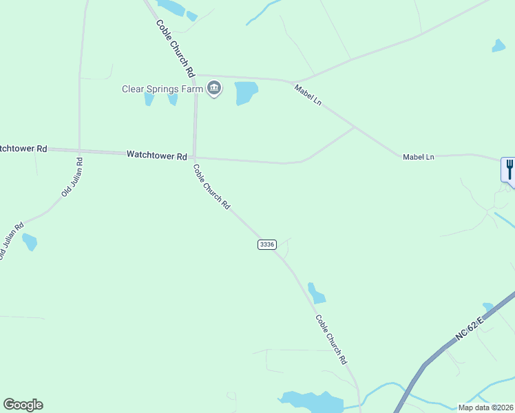 map of restaurants, bars, coffee shops, grocery stores, and more near 5731 Coble Church Road in Julian