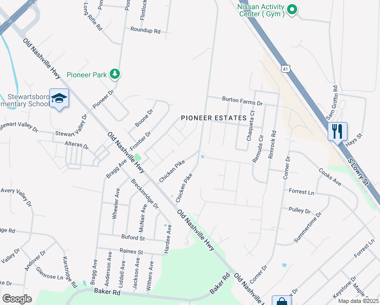 map of restaurants, bars, coffee shops, grocery stores, and more near 304 Chicken Pike in Smyrna