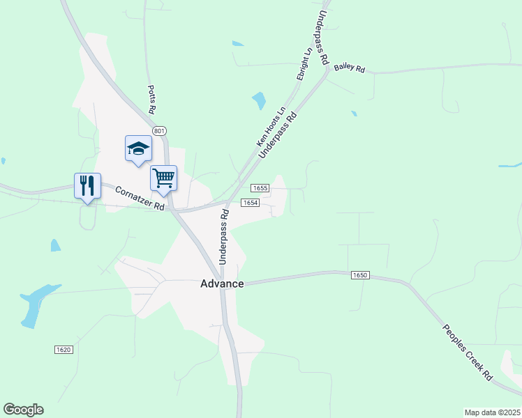 map of restaurants, bars, coffee shops, grocery stores, and more near 142 Old Mill Road in Advance