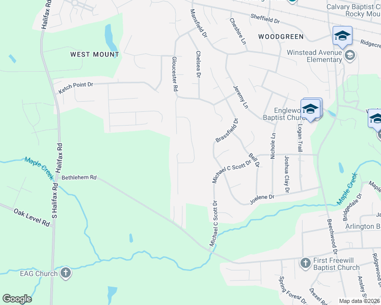 map of restaurants, bars, coffee shops, grocery stores, and more near 5044 Netherwood Rd in Rocky Mt