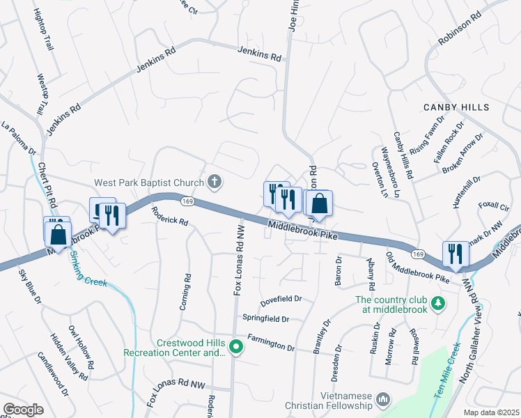 map of restaurants, bars, coffee shops, grocery stores, and more near in Knoxville