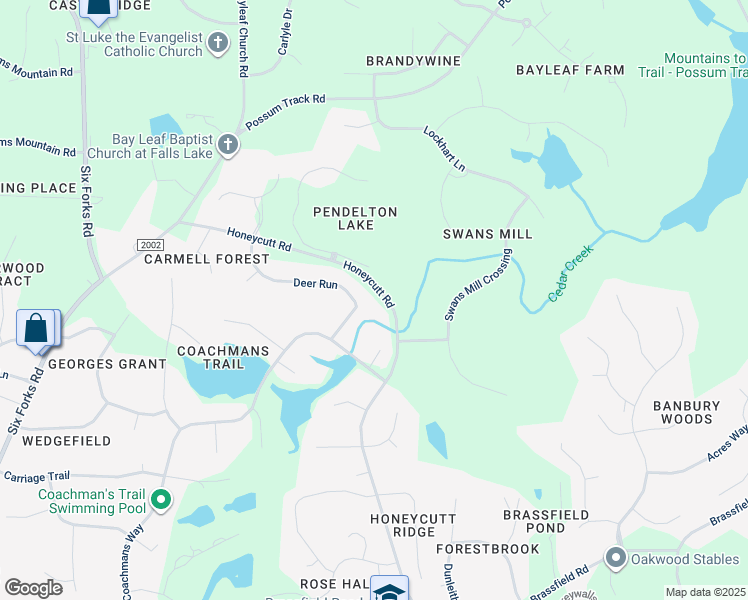 map of restaurants, bars, coffee shops, grocery stores, and more near 12000 Deer Run in Raleigh
