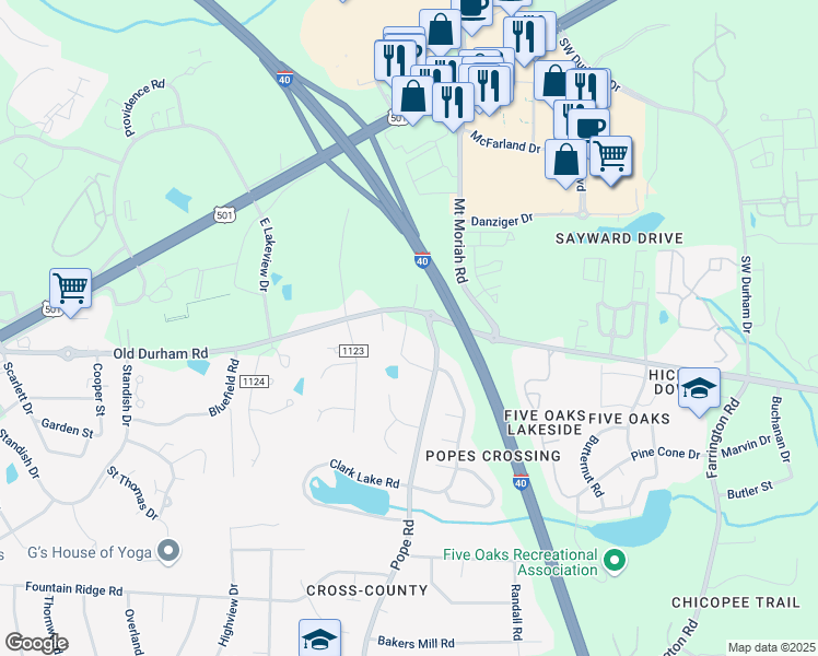 map of restaurants, bars, coffee shops, grocery stores, and more near 103 Huse Street in Durham