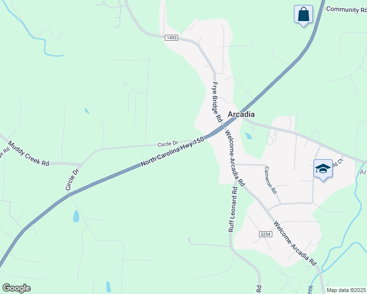 map of restaurants, bars, coffee shops, grocery stores, and more near North North Carolina Highway 150 in Lexington