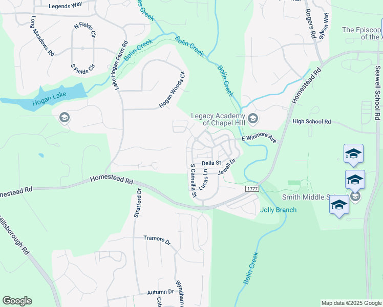 map of restaurants, bars, coffee shops, grocery stores, and more near 214 South Camellia Street in Chapel Hill