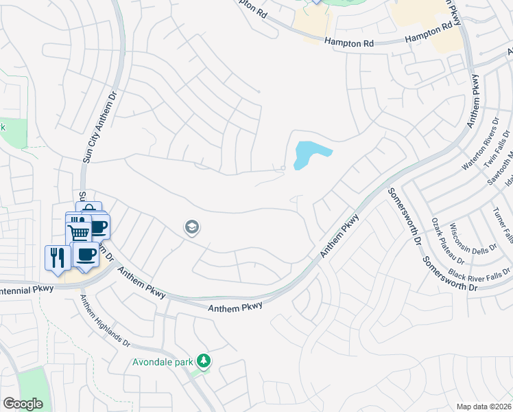 map of restaurants, bars, coffee shops, grocery stores, and more near 2449 Hardin Ridge Drive in Henderson