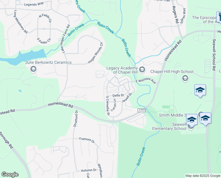 map of restaurants, bars, coffee shops, grocery stores, and more near 118 Philip's Square in Chapel Hill