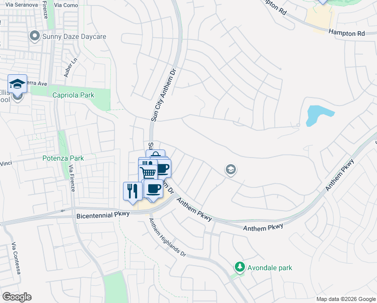map of restaurants, bars, coffee shops, grocery stores, and more near 2300 Fossil Canyon Drive in Henderson