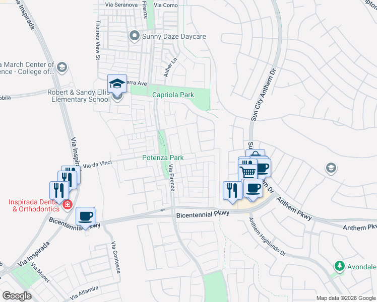 map of restaurants, bars, coffee shops, grocery stores, and more near 3048 Camino Largo Avenue in Henderson