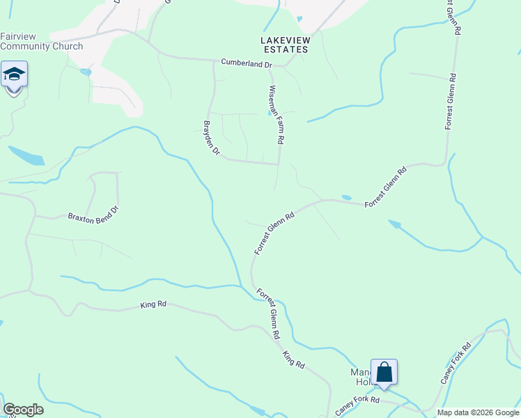 map of restaurants, bars, coffee shops, grocery stores, and more near 7401 Forest Glenn Road in Fairview