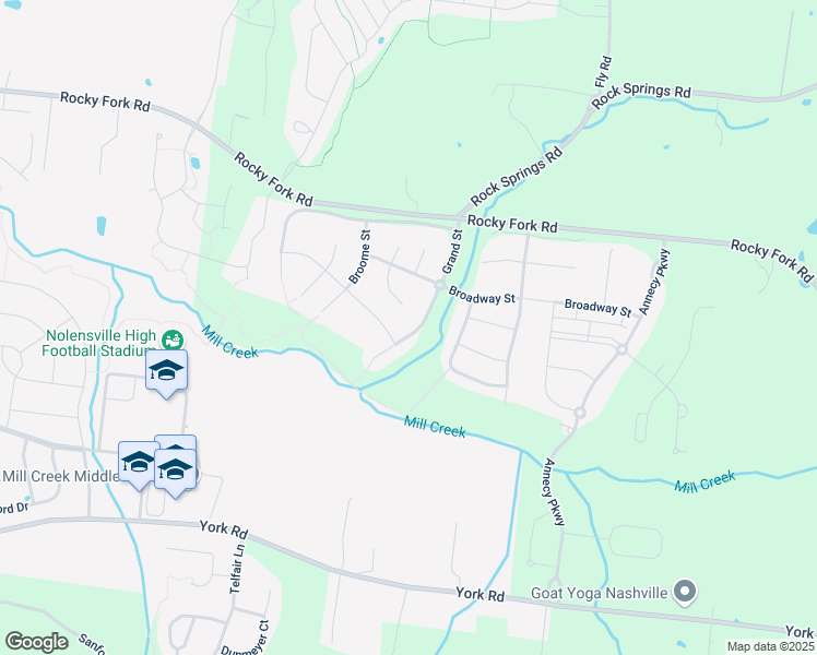 map of restaurants, bars, coffee shops, grocery stores, and more near 2725 Water Lane in Nolensville