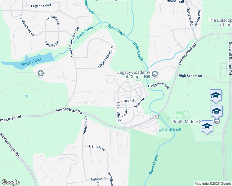 map of restaurants, bars, coffee shops, grocery stores, and more near 214 South Camellia Street in Chapel Hill