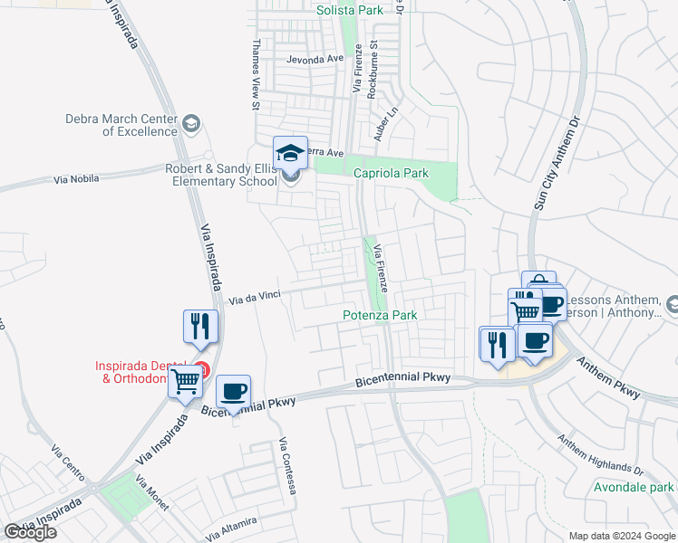 map of restaurants, bars, coffee shops, grocery stores, and more near 3163 Arco Avenue in Henderson
