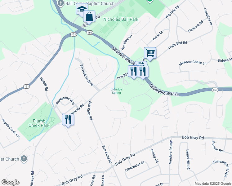 map of restaurants, bars, coffee shops, grocery stores, and more near 1516 Bob Kirby Road in Knoxville
