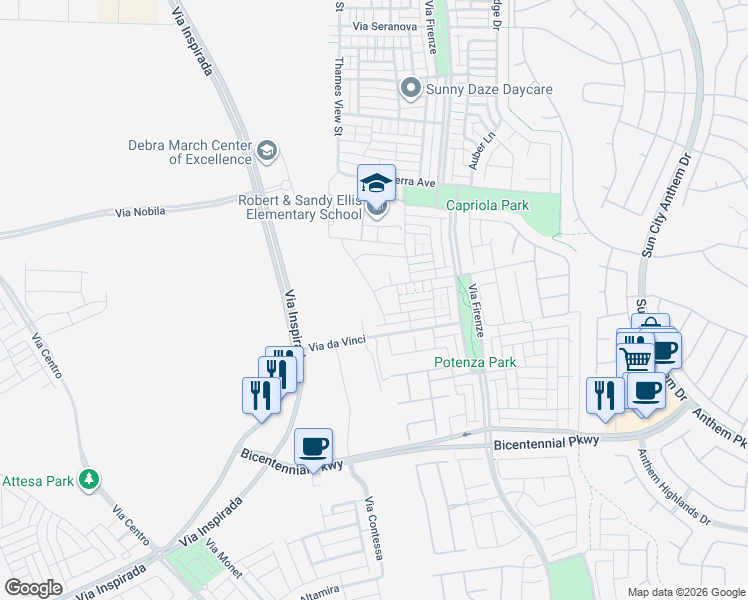 map of restaurants, bars, coffee shops, grocery stores, and more near 2255 Valdina in Henderson