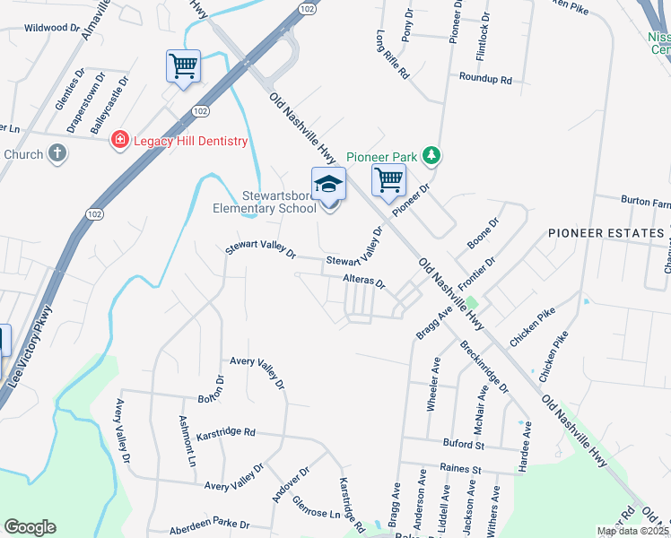 map of restaurants, bars, coffee shops, grocery stores, and more near 2128 Alteras Drive in Smyrna