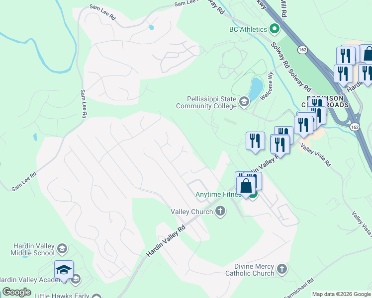 map of restaurants, bars, coffee shops, grocery stores, and more near 11012 Eagle Creek Lane in Knoxville