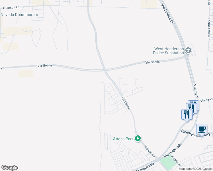map of restaurants, bars, coffee shops, grocery stores, and more near Covered Wagon Road in Henderson