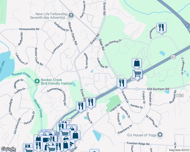 map of restaurants, bars, coffee shops, grocery stores, and more near 824 Cosgrove Avenue in Chapel Hill
